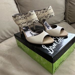 Sam Edelman ivory snake heels